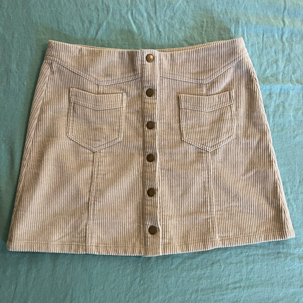 Corduroy Style Button-Front Mini Skirt